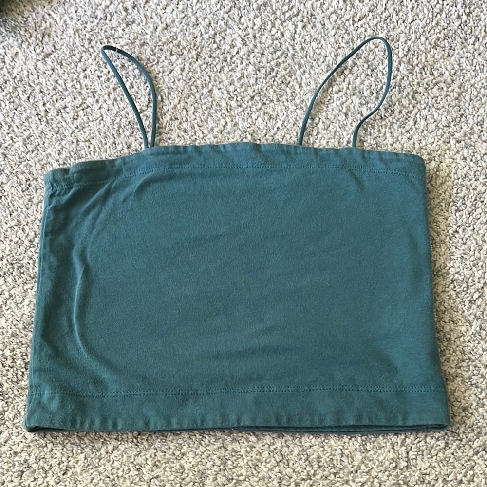 American Eagle Outfitters Teal Fitted Crop Camisole